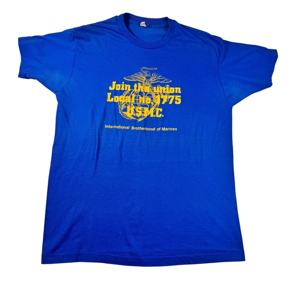 USMC Join the Union Local 1775 Marine Corps T-Shirt Blue XL Stitch Vintage